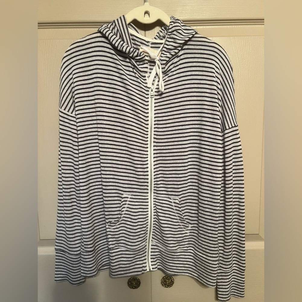 Hollister Black and White Striped Hoodie